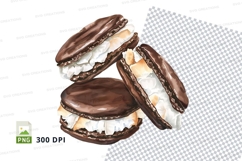 Chocolate macarons stack clipart transparent background dess Product Image 1