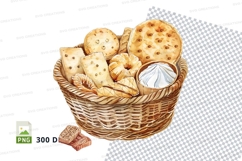 Fresh baked bread basket clipart png transparent background Product Image 1