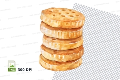 Stack golden crackers clipart PNG high resolution food Product Image 1