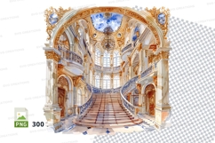Grand Baroque Palace Hall Interior Clipart PNG Vector Product Image 1