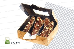 Chocolate cake slices in gift box clipart png Product Image 1