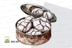 Cute turtle cookies in metal tin clipart png transparent Product Image 1