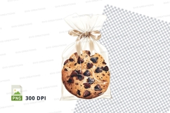 Chocolate chip cookie gift bag clipart transparent PNG Product Image 1