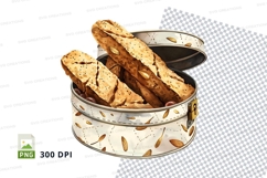 Golden toasted bread slices in tin can clipart png Product Image 1