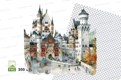 Medieval castle town clipart illustration vector transparent Product Image 1