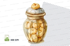 Golden honey jar with bees clipart transparent PNG Product Image 1