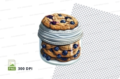 Stacked blueberry cookies in glass jar clipart PNG Product Image 1