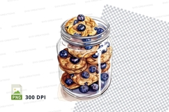 Blueberry donuts in glass jar clipart transparent PNG Product Image 1