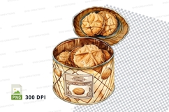 Golden cookies in rustic metal tin container clipart Product Image 1