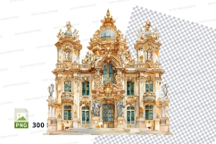 Golden Baroque Palace Clipart PNG Luxury Architecture Product Image 1