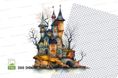 Haunted castle clipart png spooky gothic illustration night Product Image 1