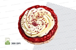 Red velvet cake slice with cream swirls clipart png Product Image 1