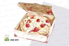Pepperoni pizza in floral takeout box clipart png Product Image 1