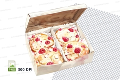 Fresh strawberry pastries in open takeout box clipart png Product Image 1