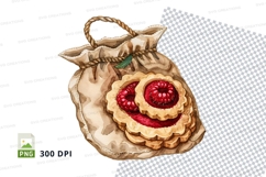 Handmade jute gift bag with red rose clipart PNG Product Image 1