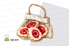 Red sprinkle donuts in woven basket clipart png Product Image 1