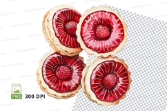 Red flower clipart PNG set isolated transparent background Product Image 1