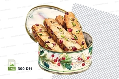 Biscotti cookies floral tin basket clipart PNG transparent Product Image 1