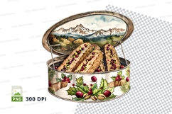 Gift basket with biscuits mountain view floral clipart PNG Product Image 1