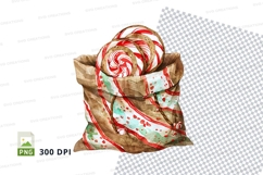 Christmas candy cane gift bag clipart PNG transparent Product Image 1