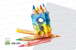 Colorful pencil castle clipart transparent background PNG Product Image 1