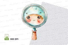 Cute magnifying glass clipart with happy face, search icon, Product Image 1