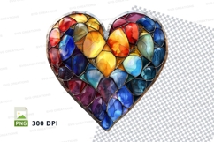 Colorful gemstone heart clipart transparent PNG 300 DPI Product Image 1