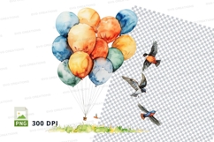 Colorful hot air balloons clipart flying sky celebration Product Image 1