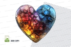 Broken glass heart clipart transparent colorful love PNG Product Image 1