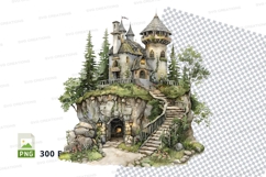 Fantasy castle clipart PNG isolated white background illustr Product Image 1