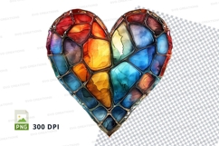 Colorful stained glass heart clipart transparent PNG high re Product Image 1