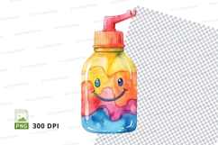 Colorful cartoon soap bottle with happy face clipart png Product Image 1