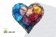 Colorful mosaic heart clipart transparent PNG high resolutio Product Image 1