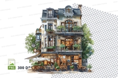 Parisian café clipart PNG 300 DPI cozy urban illustration Product Image 1