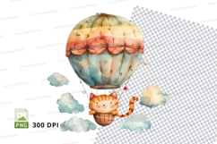 Hot air balloon clipart floating sky clouds travel adventure Product Image 1
