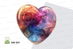 Colorful glass heart clipart transparent background love art Product Image 1