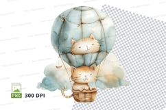 Cute kittens in hot air balloon clipart transparent backgrou Product Image 1
