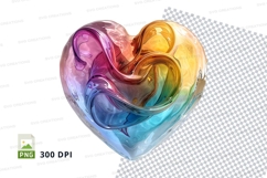 Colorful transparent heart clipart PNG 300 DPI love symbol Product Image 1