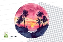 Tropical Sunset Palm Trees Clipart PNG High Resolution Product Image 1
