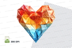 Colorful origami heart clipart transparent background love d Product Image 1
