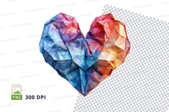 Colorful origami heart clipart transparent PNG 300 DPI Product Image 1
