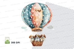 Hot air balloon with dogs clipart transparent PNG Product Image 1