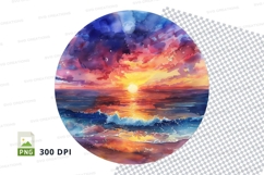 Vibrant sunset ocean clipart transparent PNG high resolution Product Image 1