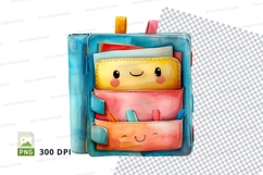Cute smiling school backpack clipart PNG transparent 300 DPI Product Image 1