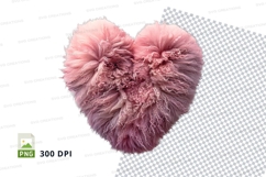 Pink fluffy heart clipart PNG high resolution love symbol Product Image 1