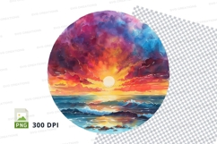 Vibrant sunset ocean clipart transparent PNG high resolution Product Image 1