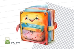 Cute smiling backpack clipart PNG isolated school supply Product Image 1