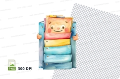 Cute smiling book stack clipart isolated on white background Product Image 1