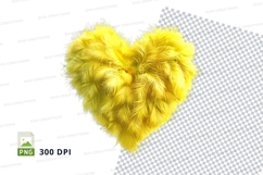 Yellow fluffy heart clipart PNG transparent love decoration Product Image 1