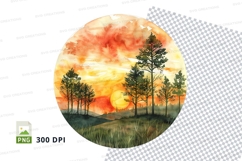 Sunset forest lake reflection clipart png transparent Product Image 1